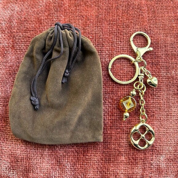 GOLD WHEEL BAG CHARM Tortoiseshell and Gold Tone Charms ☸ - Picture 1 of 8